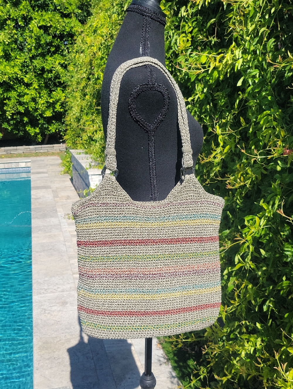 The Sak Multicolor Striped Crochet Shoulder purse